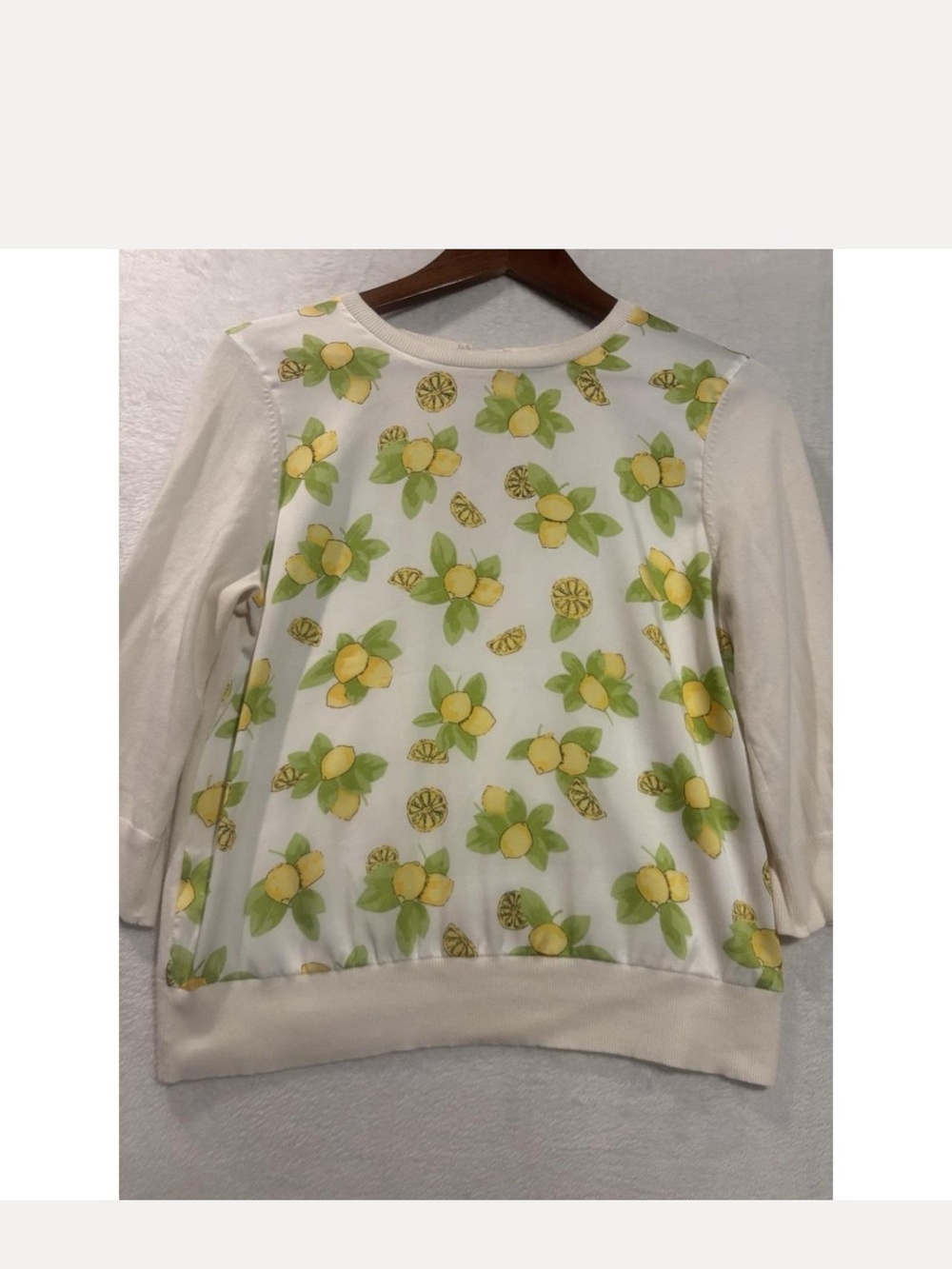 Ann Taylor Cream Sweater with Yellow & Green Floral Print - Picture 3 of 9
